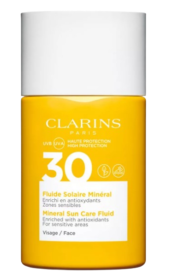 Clarins Mineral Sun Care Fluid SPF30 Слънцезащитен минерален флуид за лице без опаковка