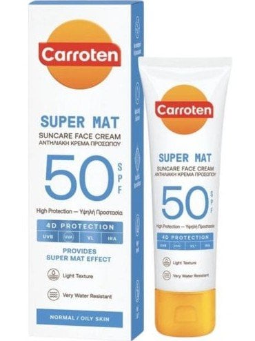 Carroten Super Mat Слънцезащитен крем за лице с матиращ ефект SPF50