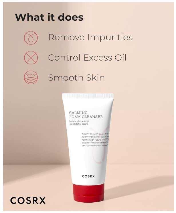 Cosrx AC Collection Calming Foam Cleanser Успокояваща пяна за лице със салицилова киселина и азиатска центела