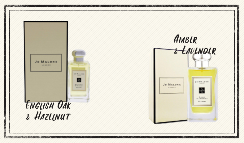 Jo Malone Amber & Lavender парфюм за мъже и Jo Malone English Oak & Hazelnut унисекс парфюм